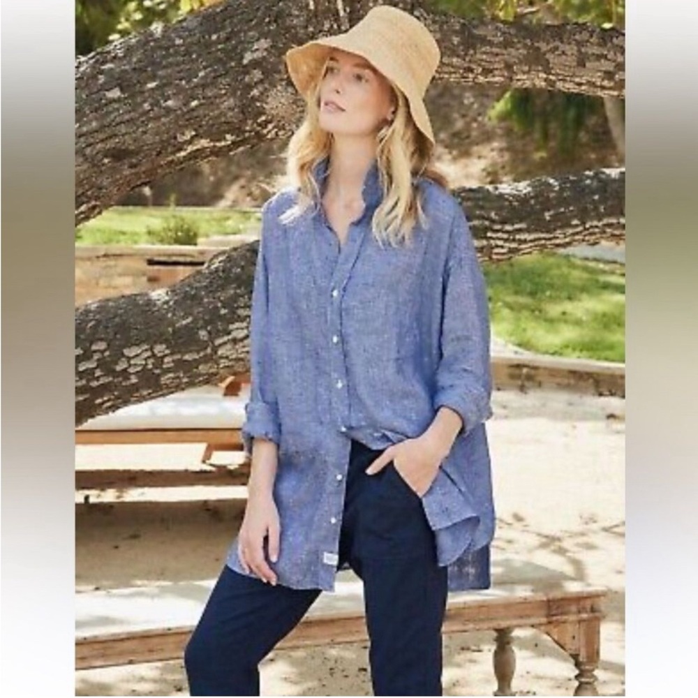 Frank & Eileen Denim Blue Linen Shirt